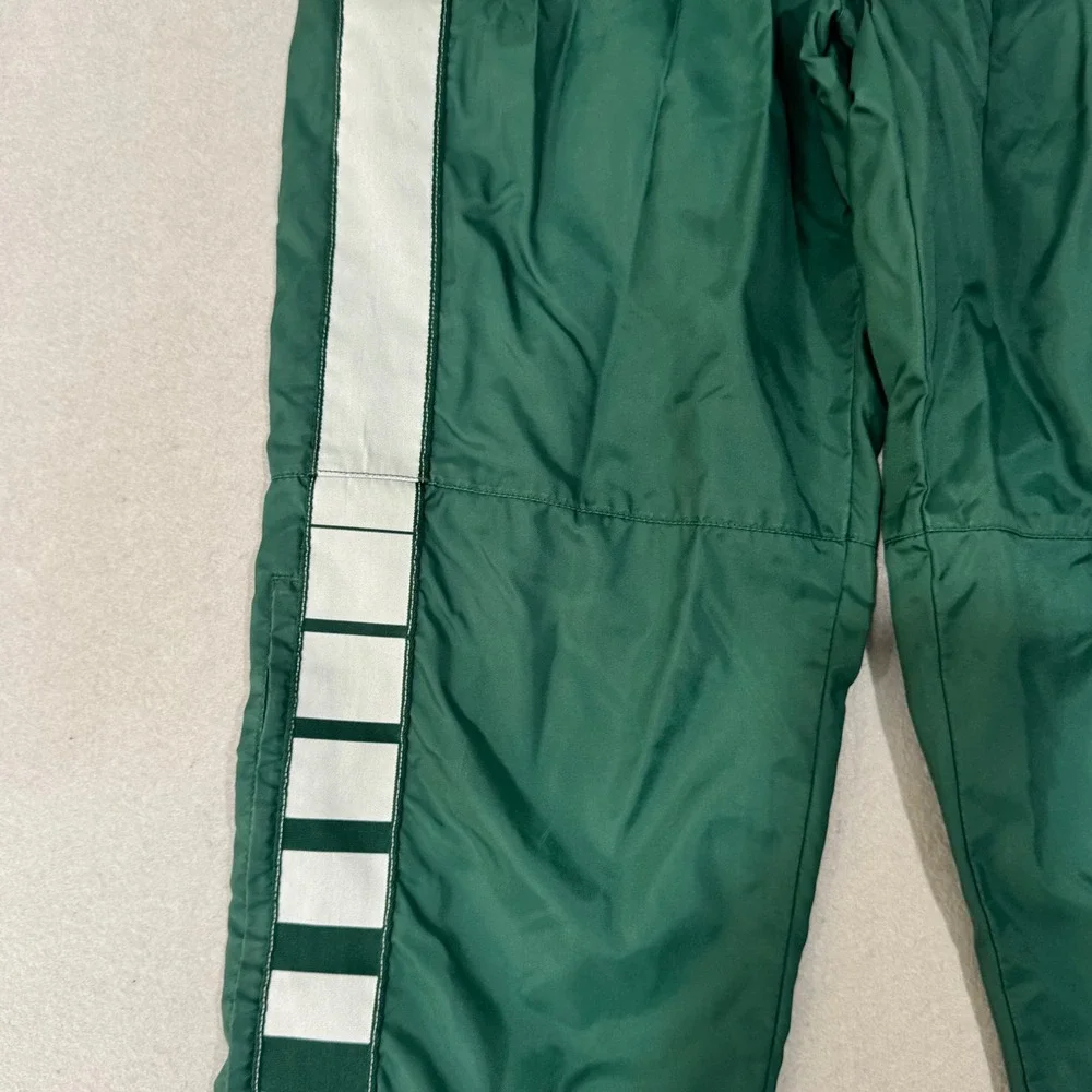 Adidas Track Pants Mens S Green Vintage Elastic Waist Tapered Leg Striped Trim
